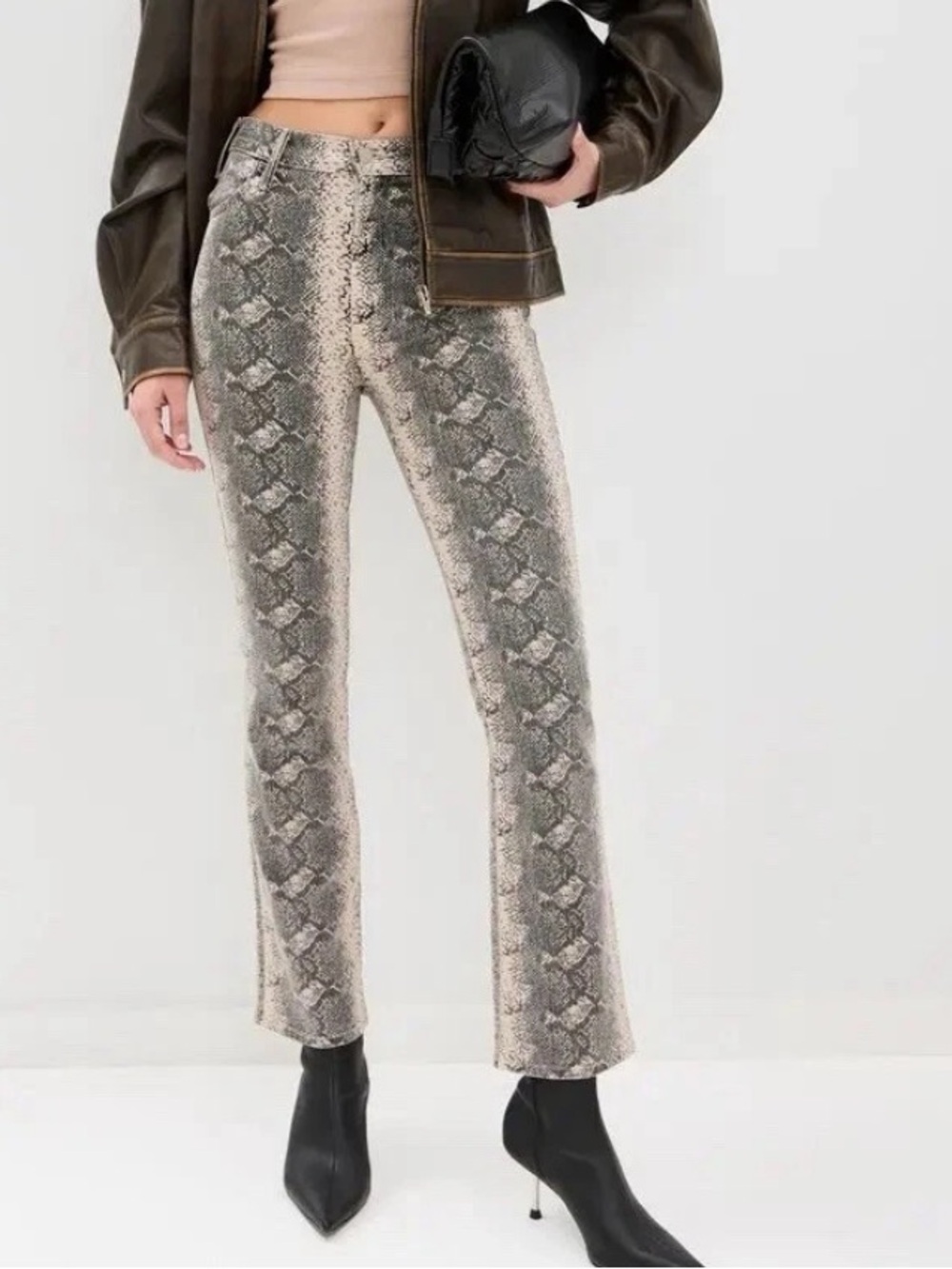 NWT Mother The Hustler Flood in Boa Babe Snakeskin! Size 23 🔥🔥